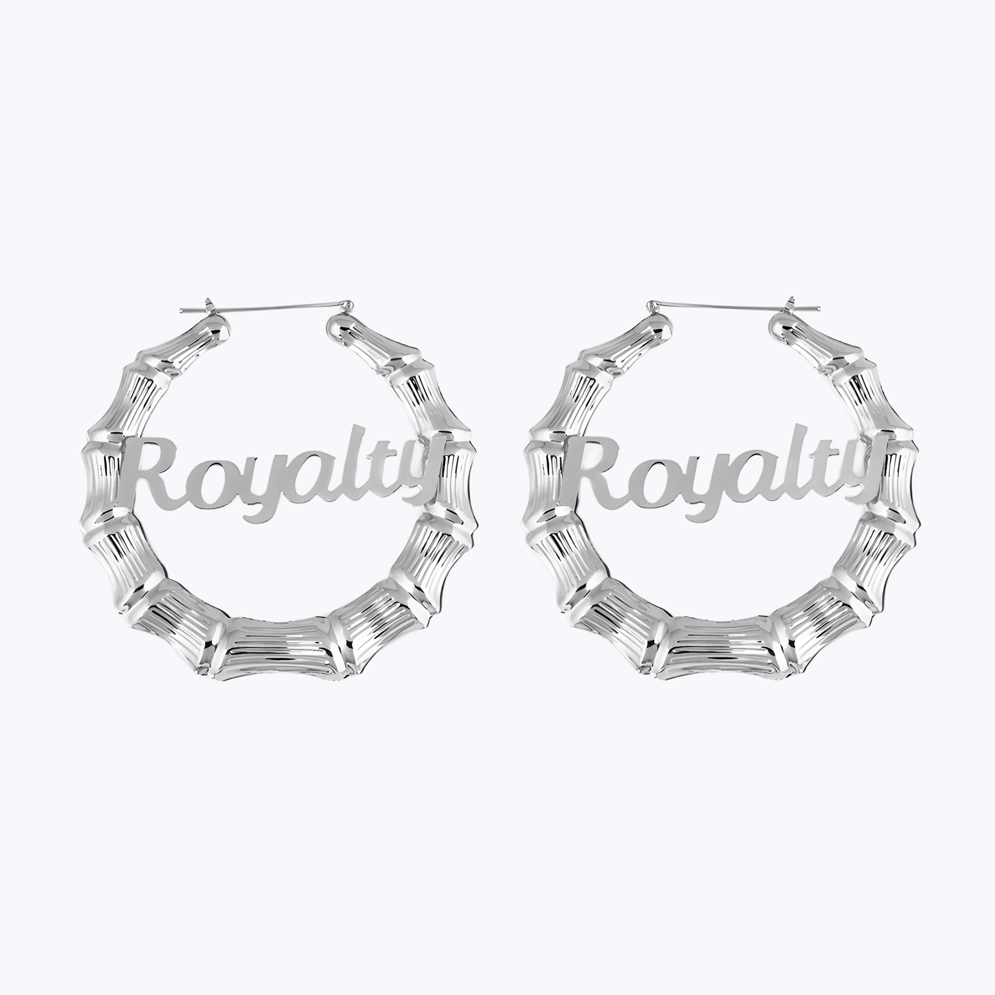 Custom Name Bamboo Hoop Earrings