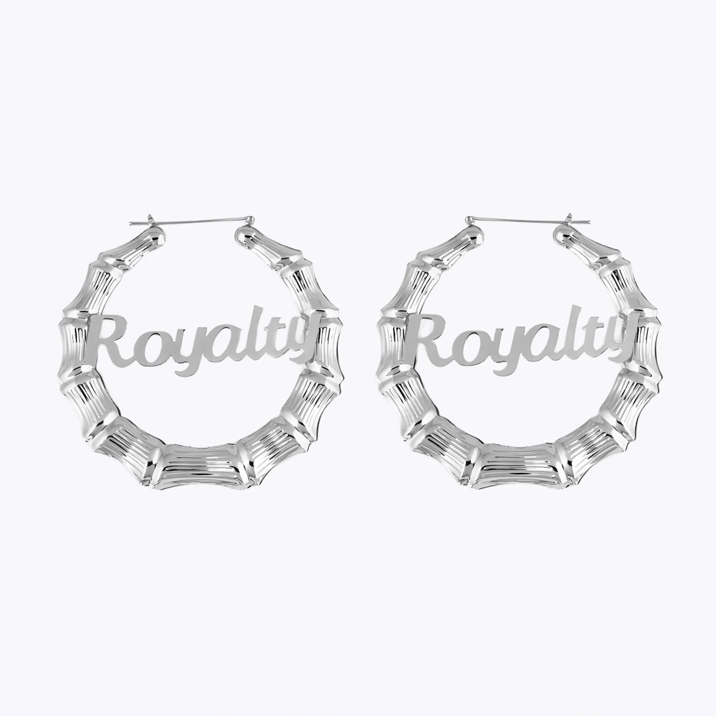 Custom Name Bamboo Hoop Earrings
