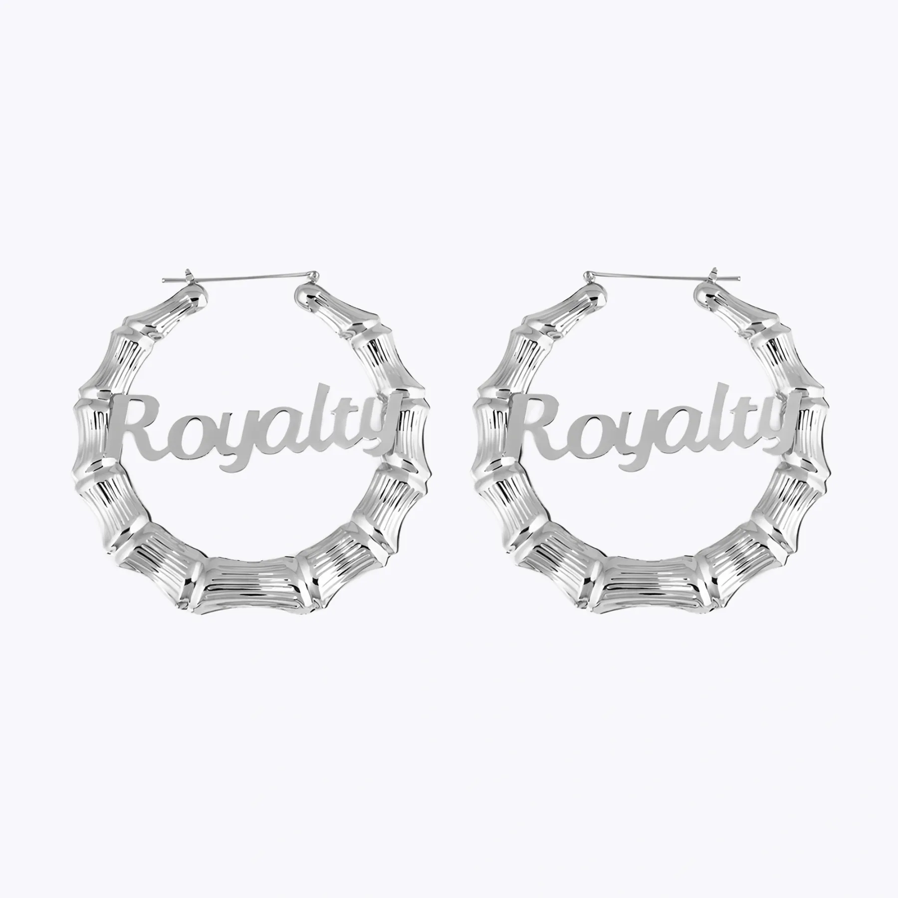 Custom Name Bamboo Hoop Earrings