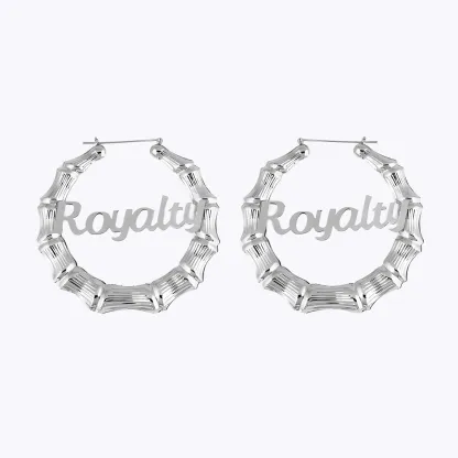 Custom Name Bamboo Hoop Earrings