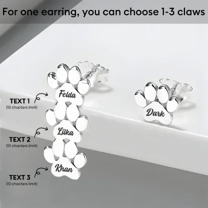 Custom 1–3 Pet Paw Name Stud Earrings