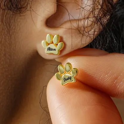 Custom 1–3 Pet Paw Name Stud Earrings
