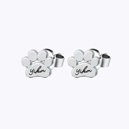 Custom 1–3 Pet Paw Name Stud Earrings