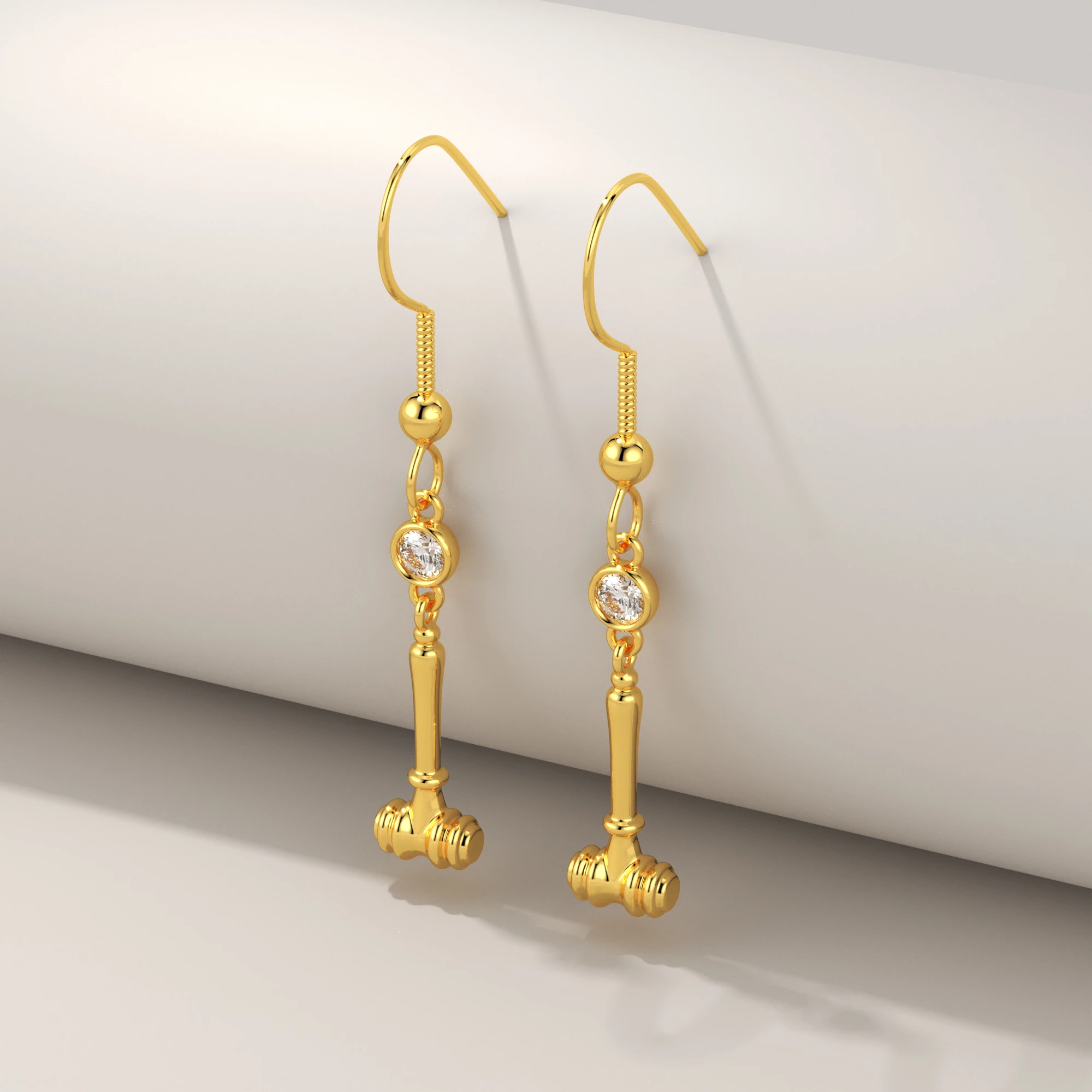 Personalized Gavel Earrings with Birthstone for Lawyers