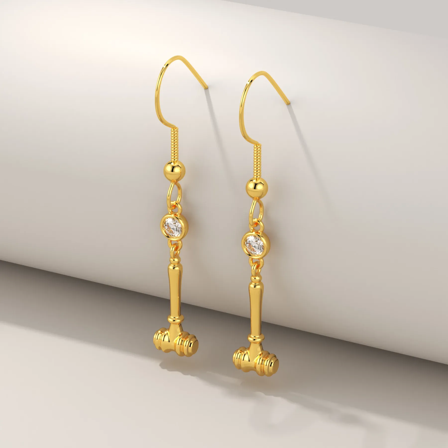 Personalized Gavel Earrings with Birthstone for Lawyers