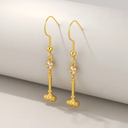 Personalized Gavel Earrings with Birthstone for Lawyers