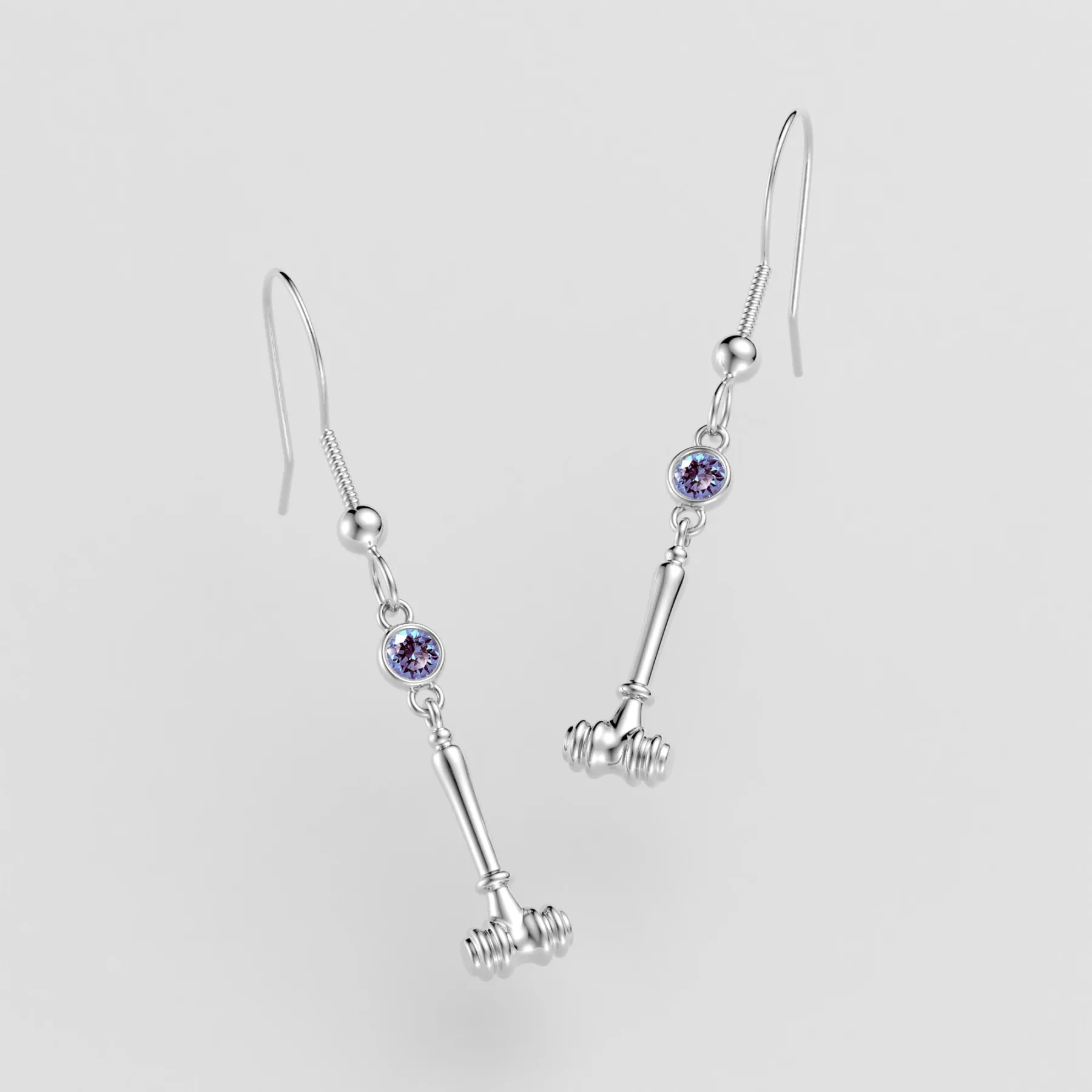 Personalized Gavel Earrings with Birthstone for Lawyers