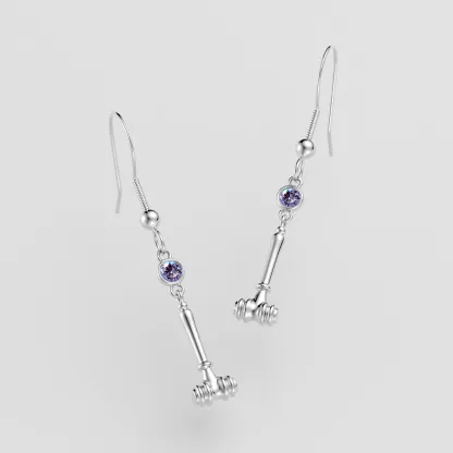 Personalized Gavel Earrings with Birthstone for Lawyers