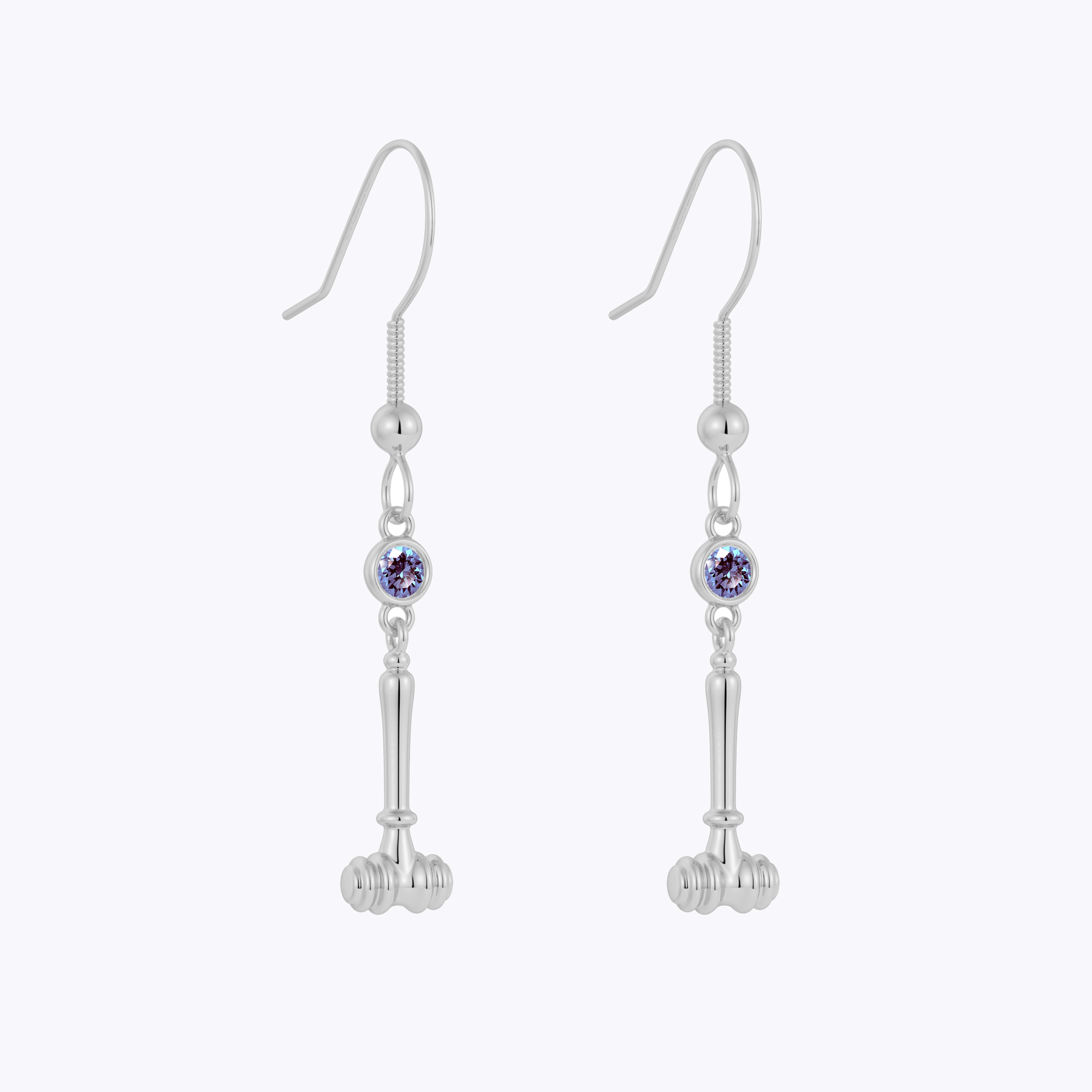 Personalized Gavel Earrings with Birthstone for Lawyers