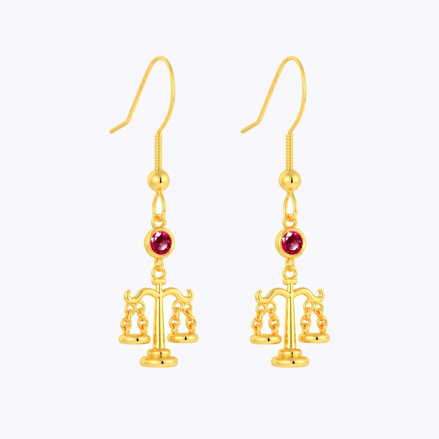 Personalized Scales of Justice Earrings with Birthstone for Lawyers