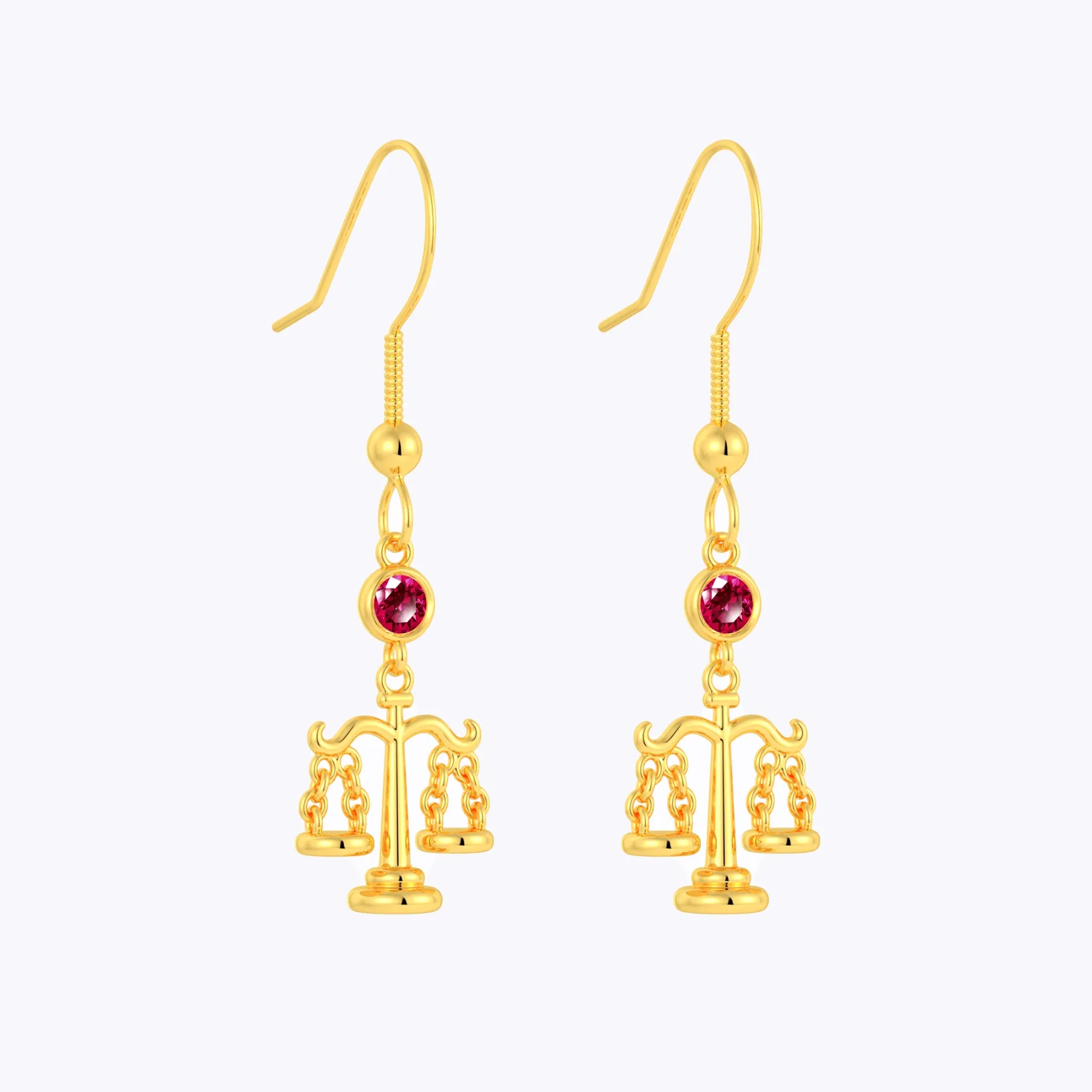 Personalized Scales of Justice Earrings with Birthstone for Lawyers