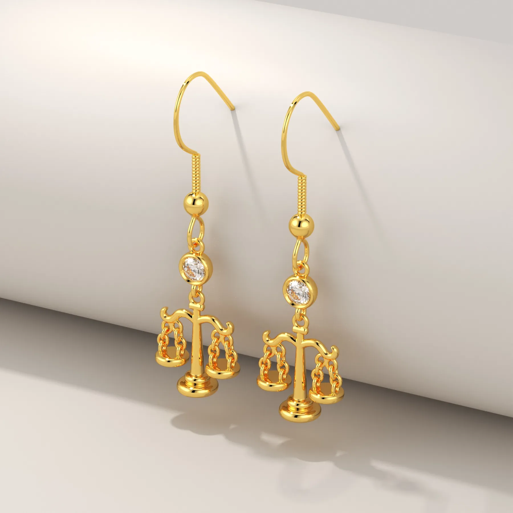 Personalized Scales of Justice Earrings with Birthstone for Lawyers