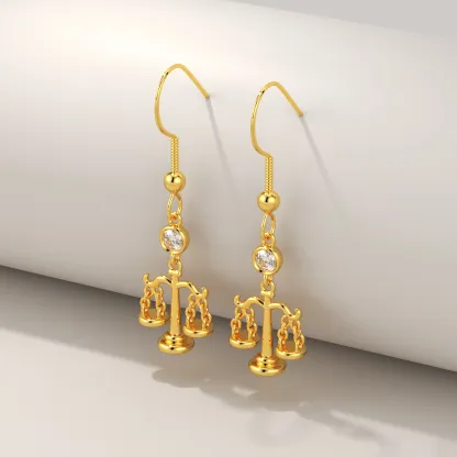 Personalized Scales of Justice Earrings with Birthstone for Lawyers