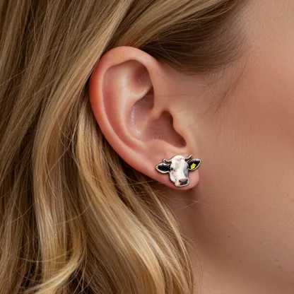 Custom Cow Face Photo Studs