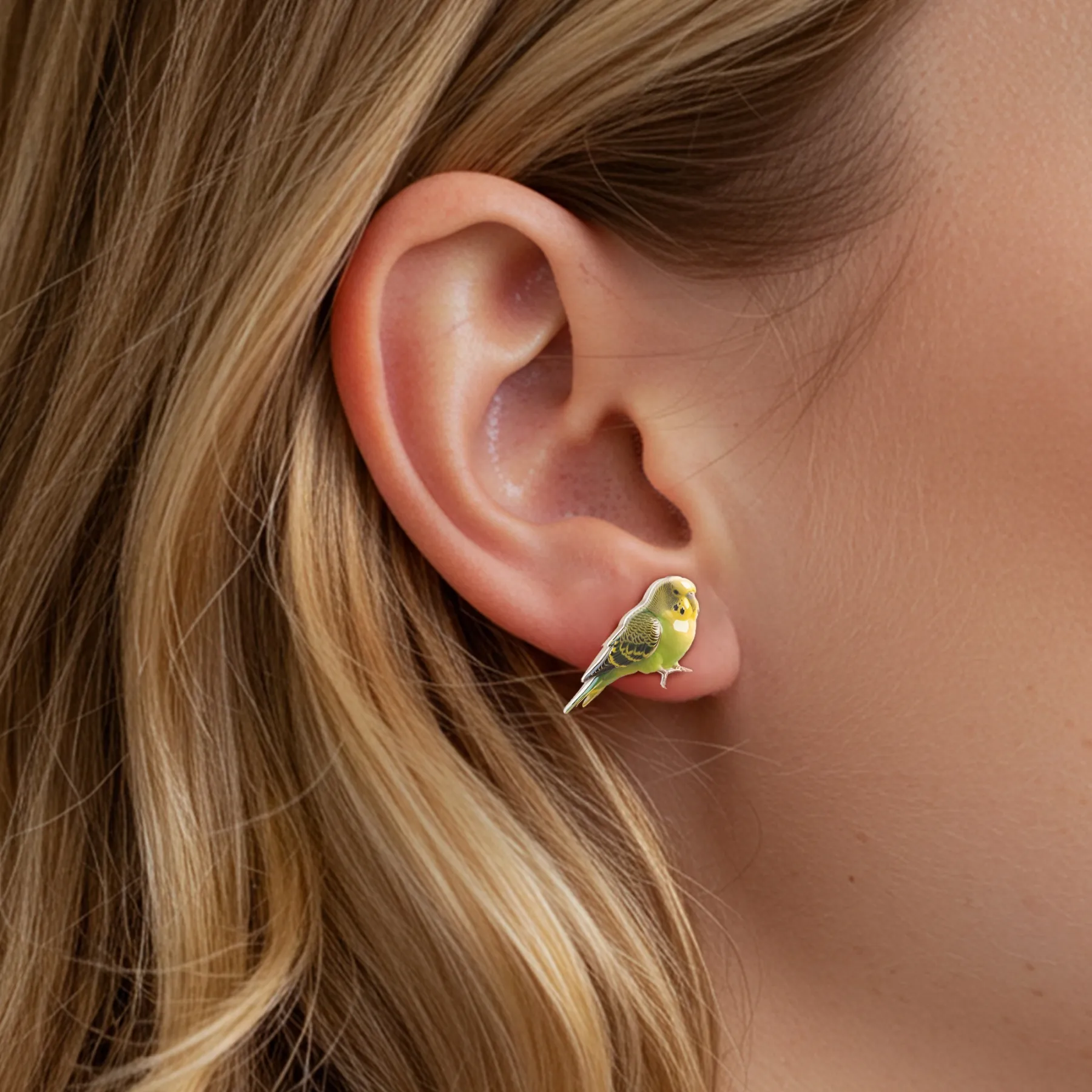 Custom Bird Parrot Face Photo Studs