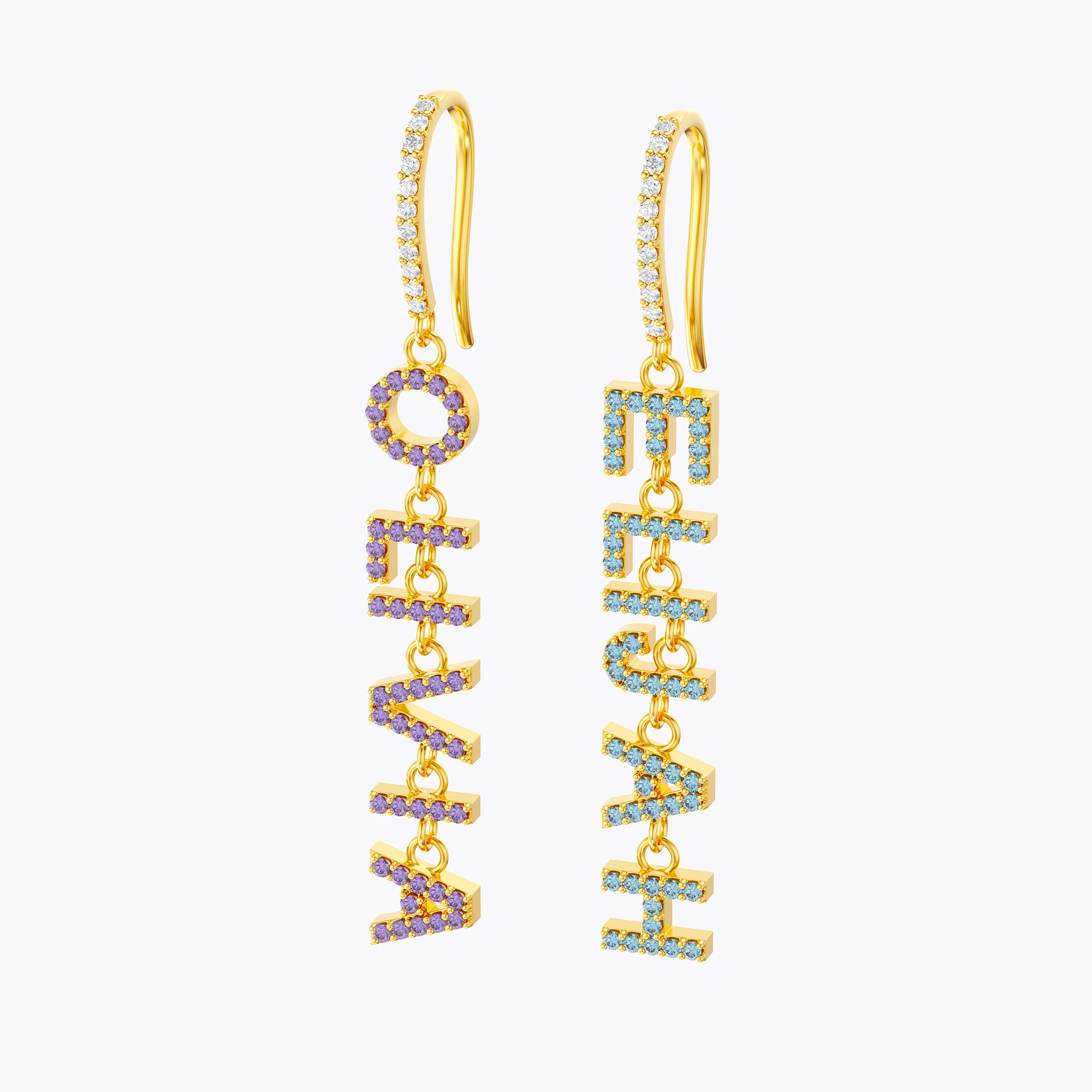 Custom Name Earrings with Pavé Accents