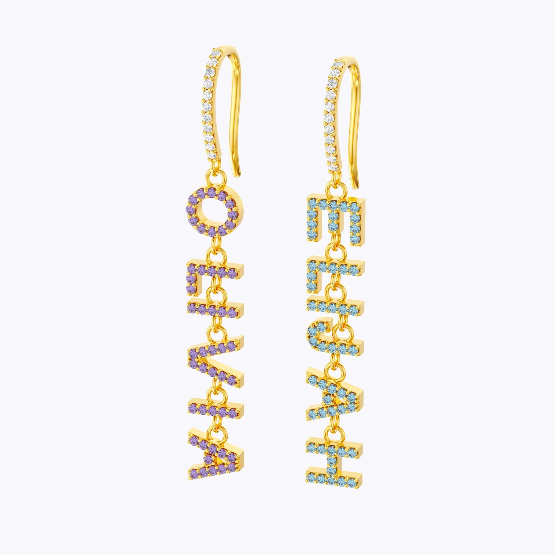 Custom Name Earrings with Pavé Accents
