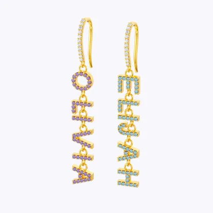 Custom Name Earrings with Pavé Accents