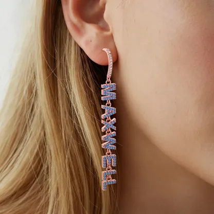 Custom Name Earrings with Pavé Accents