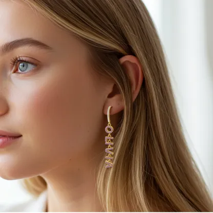 Custom Name Earrings with Pavé Accents