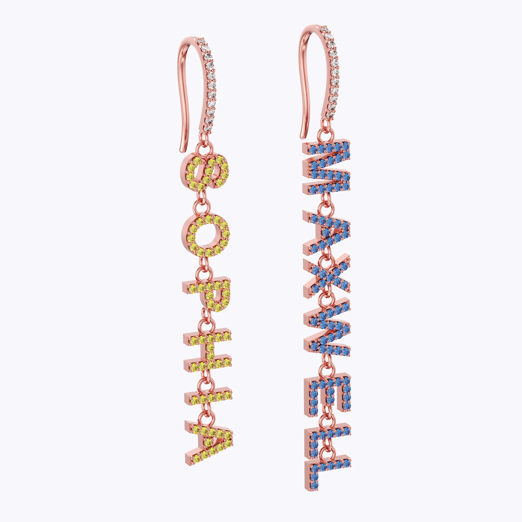 Custom Name Earrings with Pavé Accents