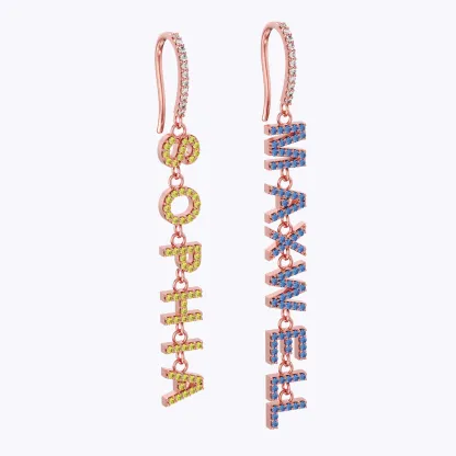 Custom Name Earrings with Pavé Accents