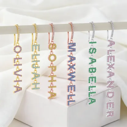 Custom Name Earrings with Pavé Accents