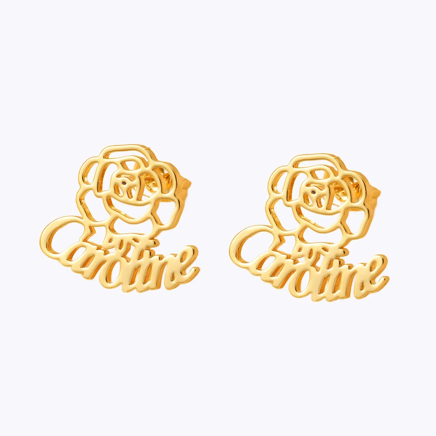 Custom Birth Flower Name Earrings