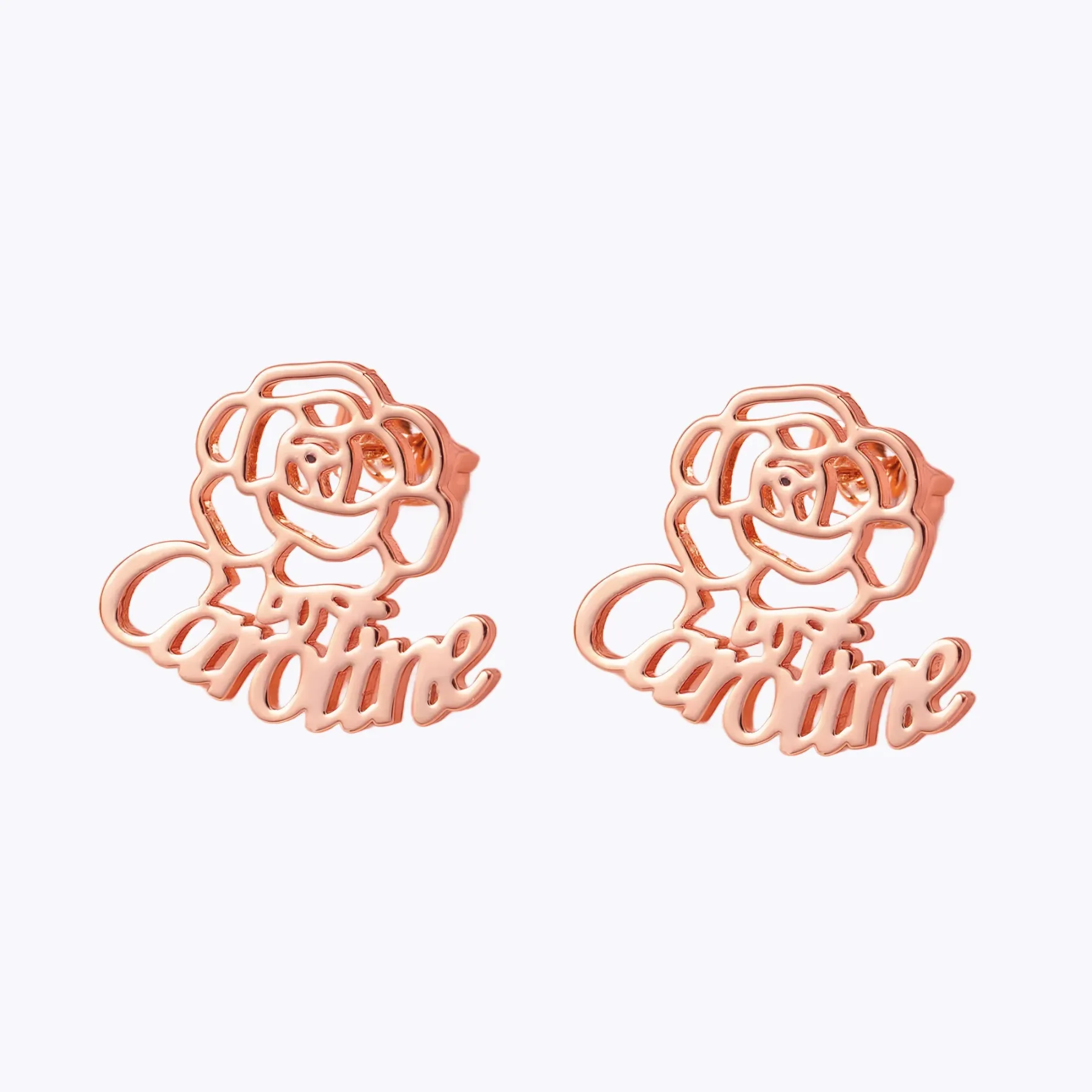 Custom Birth Flower Name Earrings