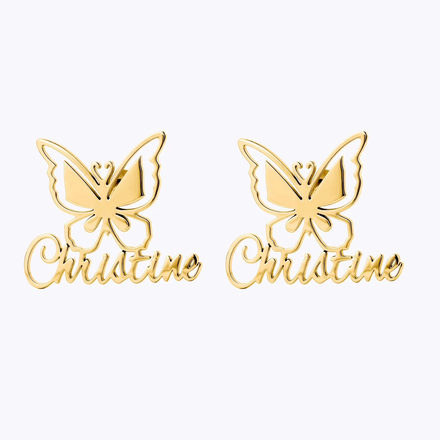 Custom Butterfly Engraved Name Studs