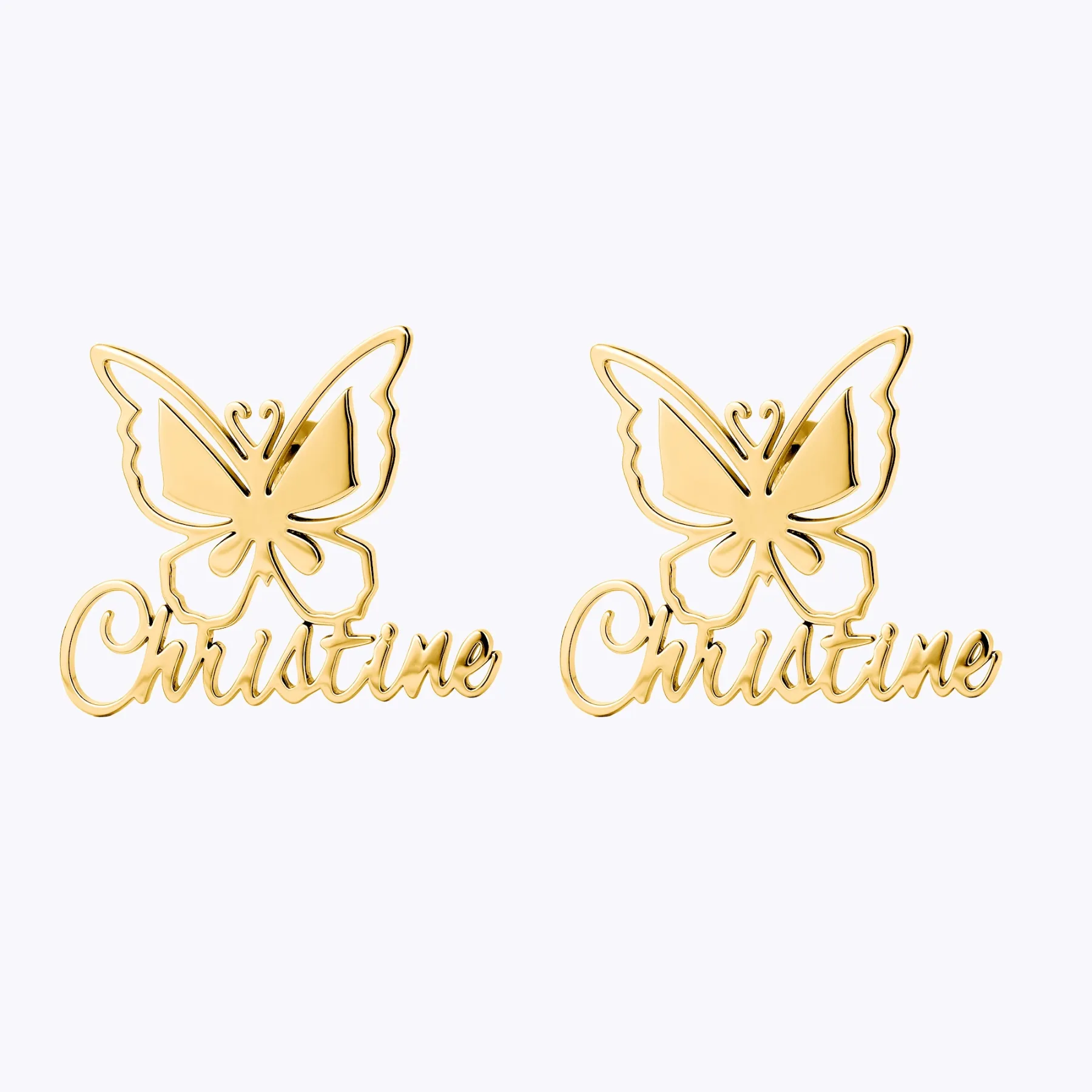 Custom Butterfly Engraved Name Studs