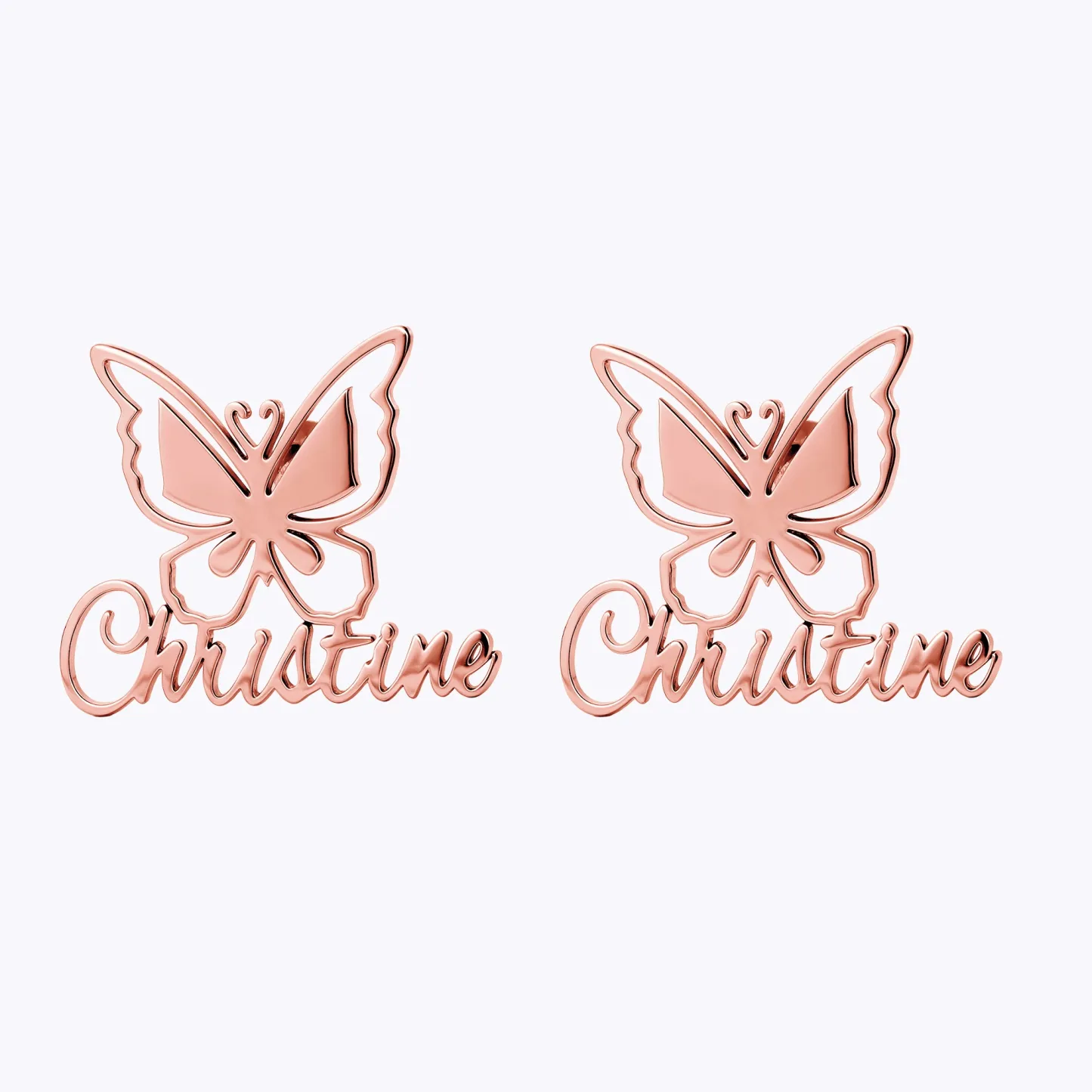Custom Butterfly Engraved Name Studs