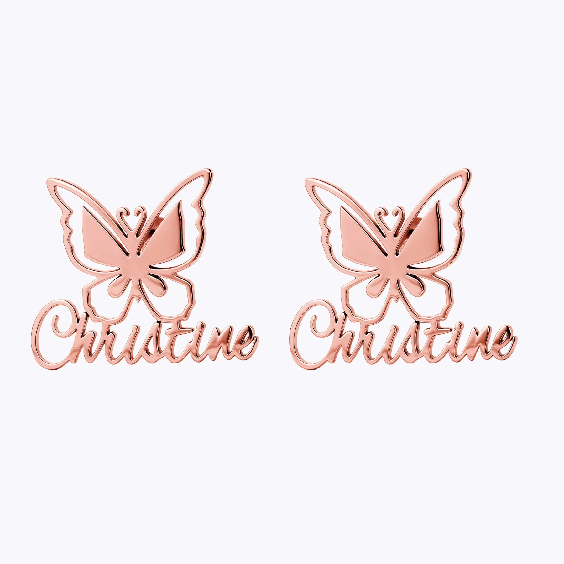 Custom Butterfly Engraved Name Studs
