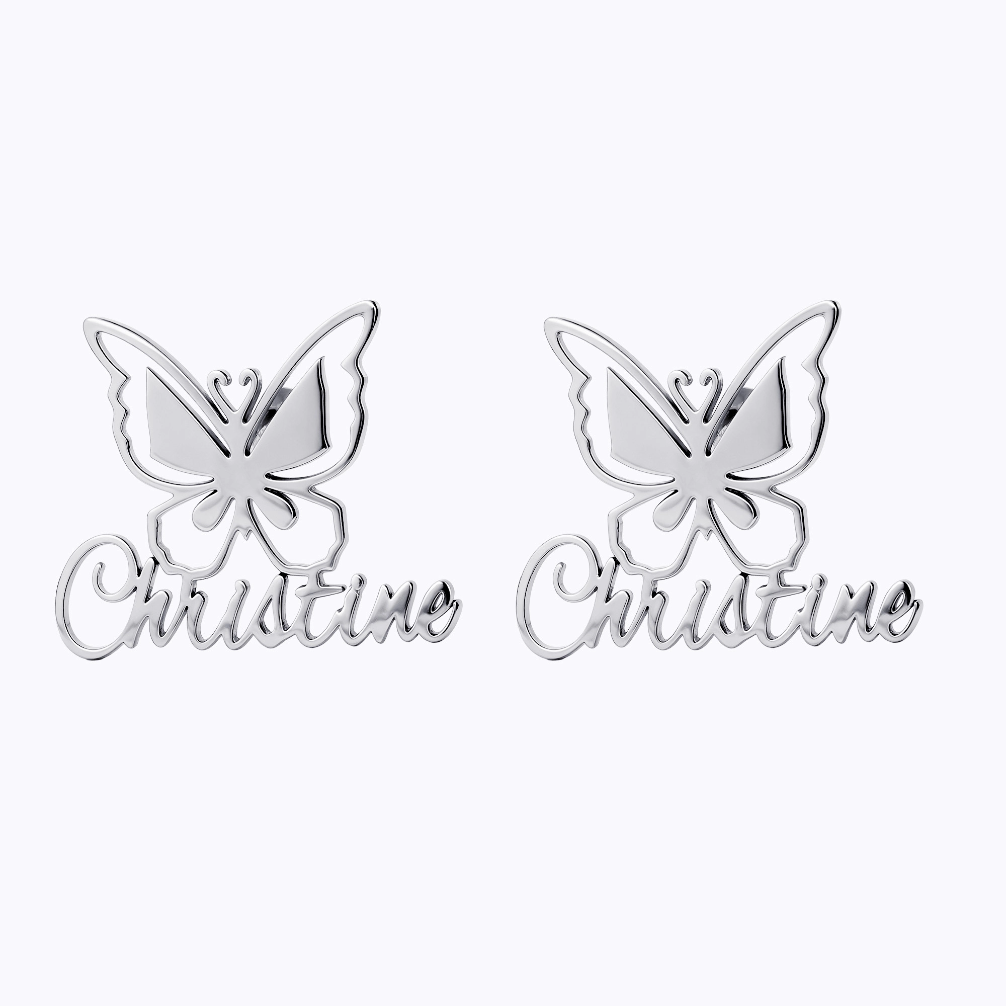 Custom Butterfly Engraved Name Studs