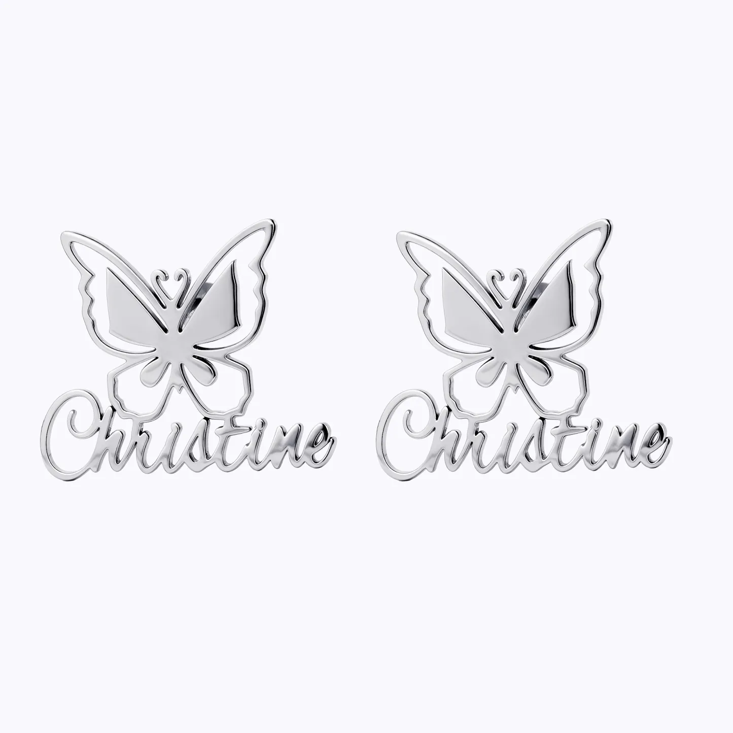 Custom Butterfly Engraved Name Studs