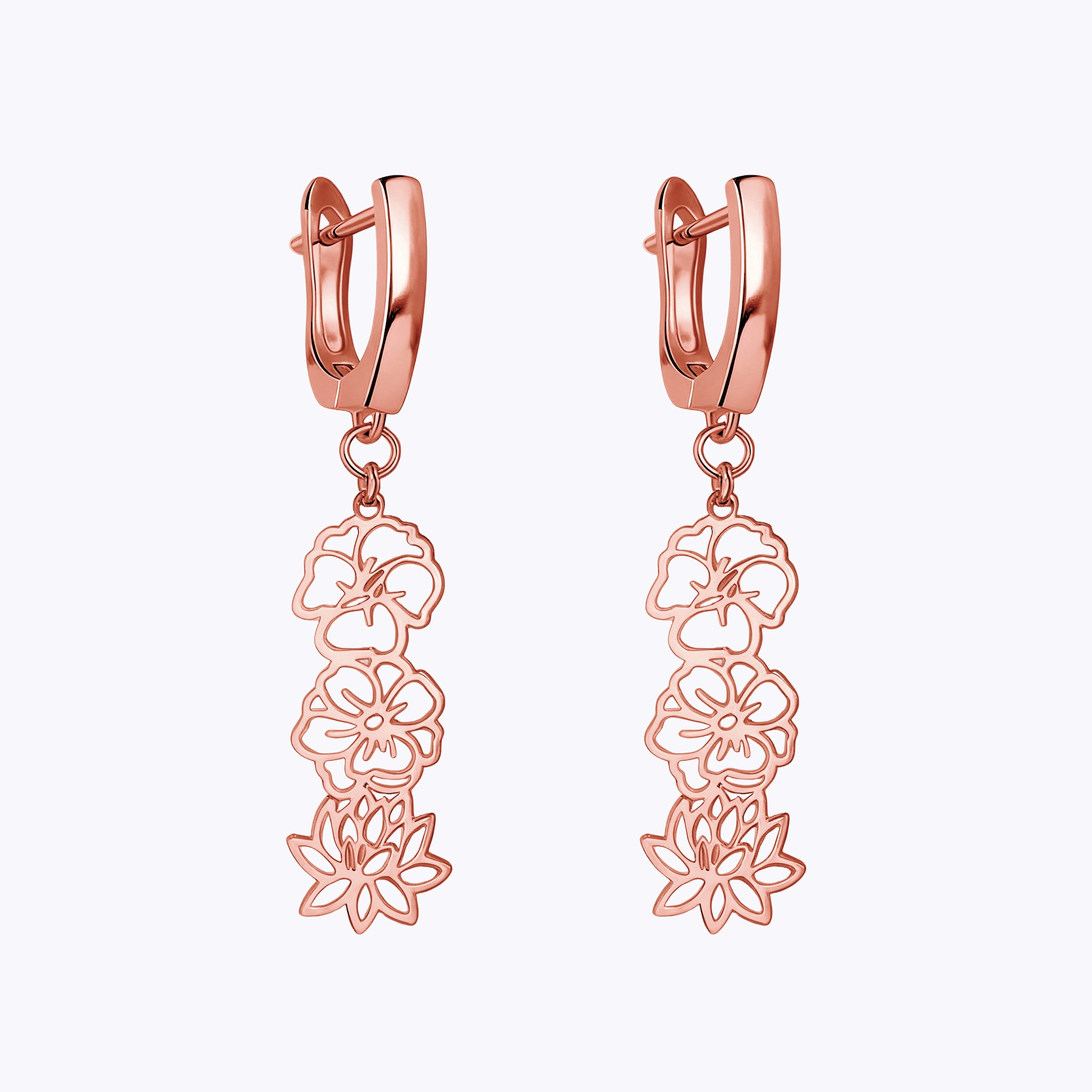 Personalized 1-5 Birth Flowers Huggie Earrings