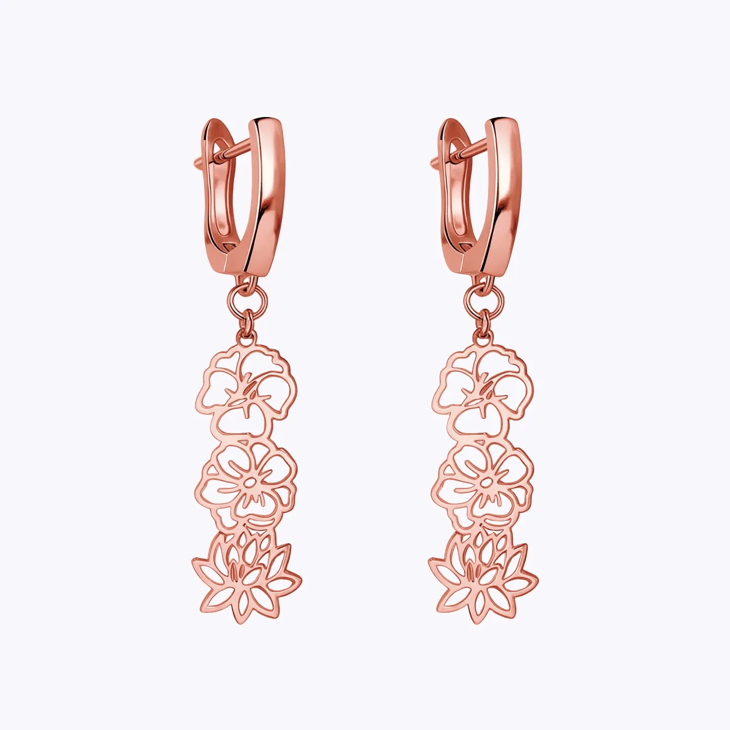 Personalized 1-5 Birth Flowers Huggie Earrings