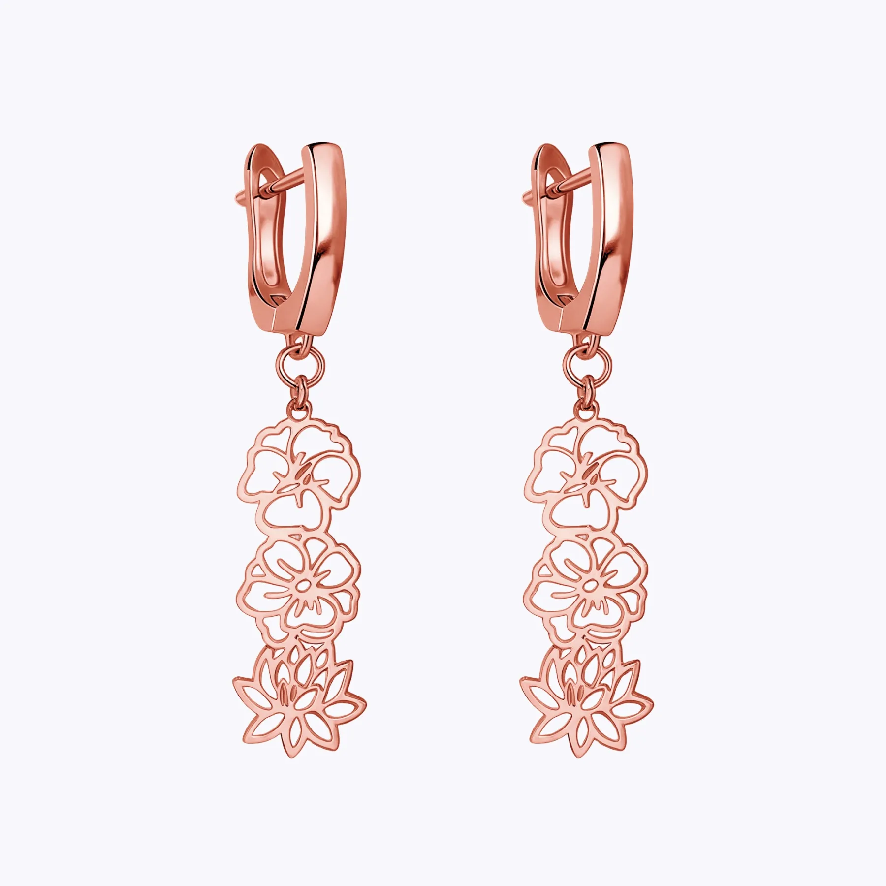 Personalized 1-5 Birth Flowers Huggie Earrings