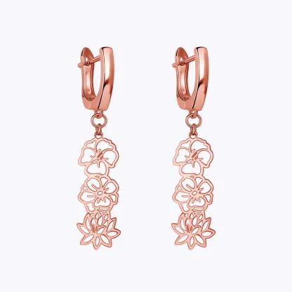 Personalized 1-5 Birth Flowers Huggie Earrings