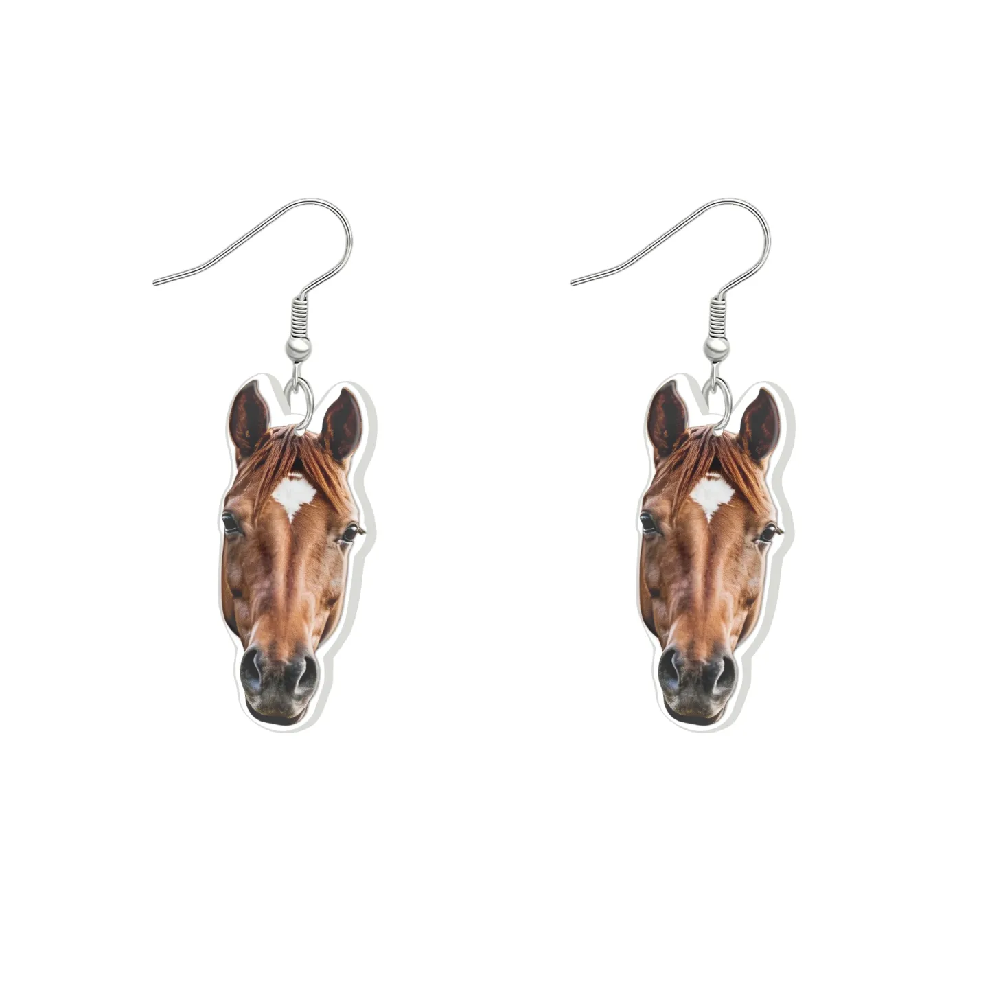 Custom Horse Pet Face Photo Earrings