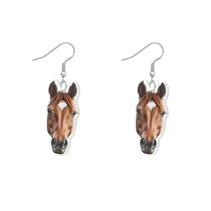Custom Horse Pet Face Photo Earrings