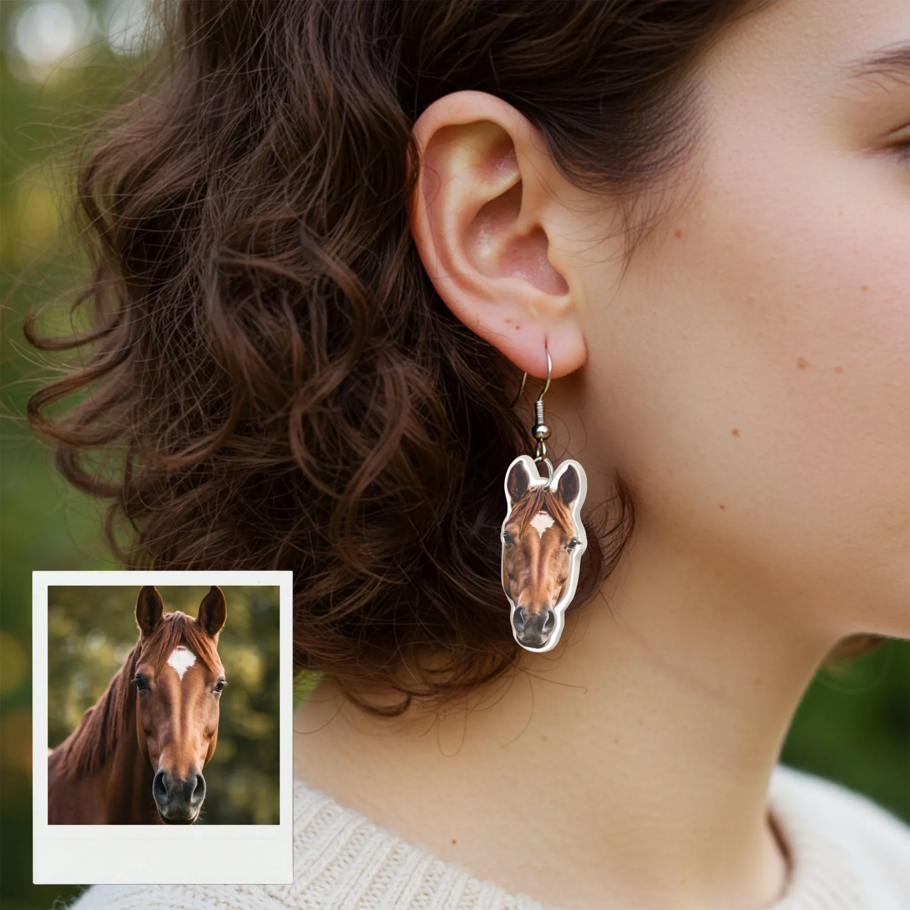Custom Horse Pet Face Photo Earrings