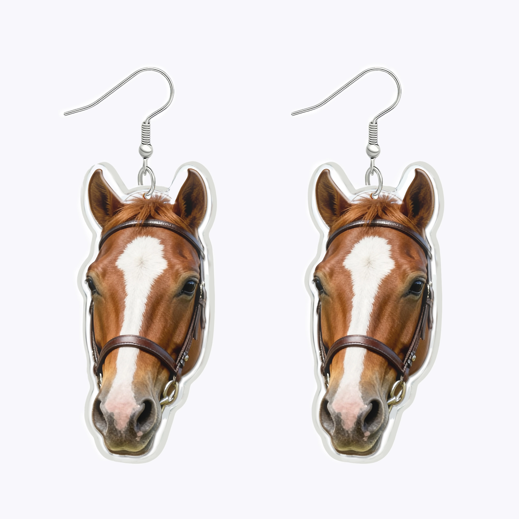 Custom Horse Pet Face Photo Earrings