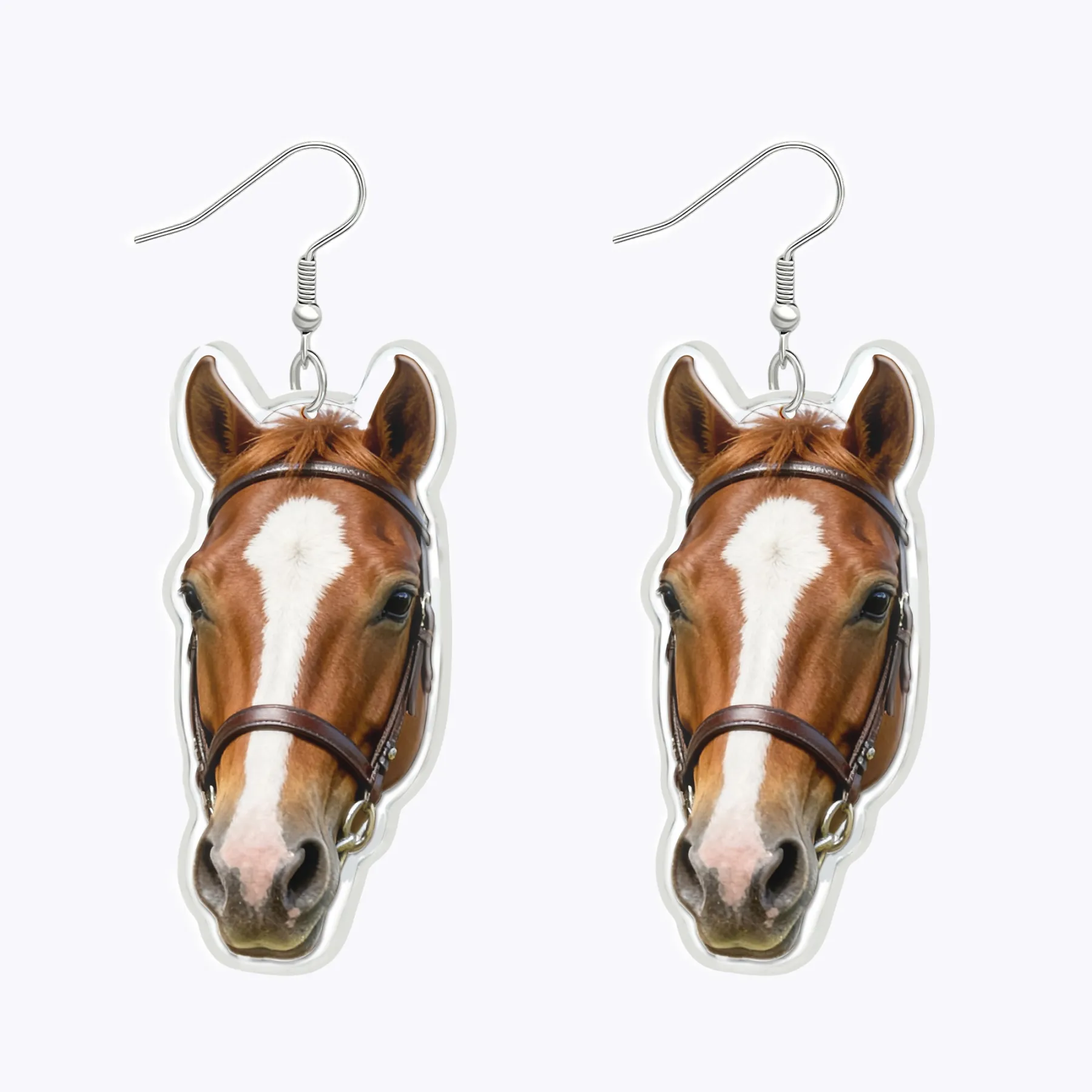 Custom Horse Pet Face Photo Earrings
