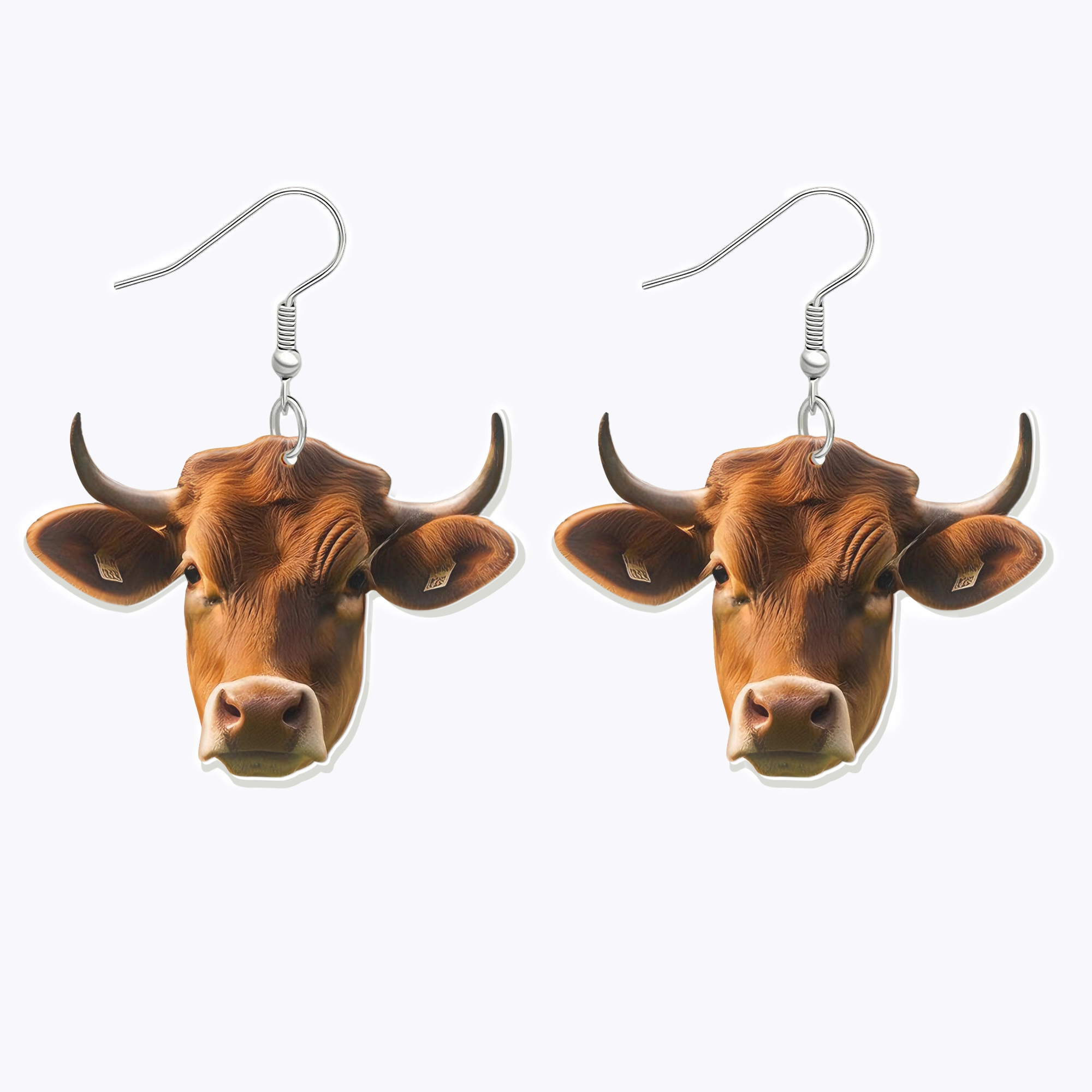 Custom Cow Pet Face Photo Earrings