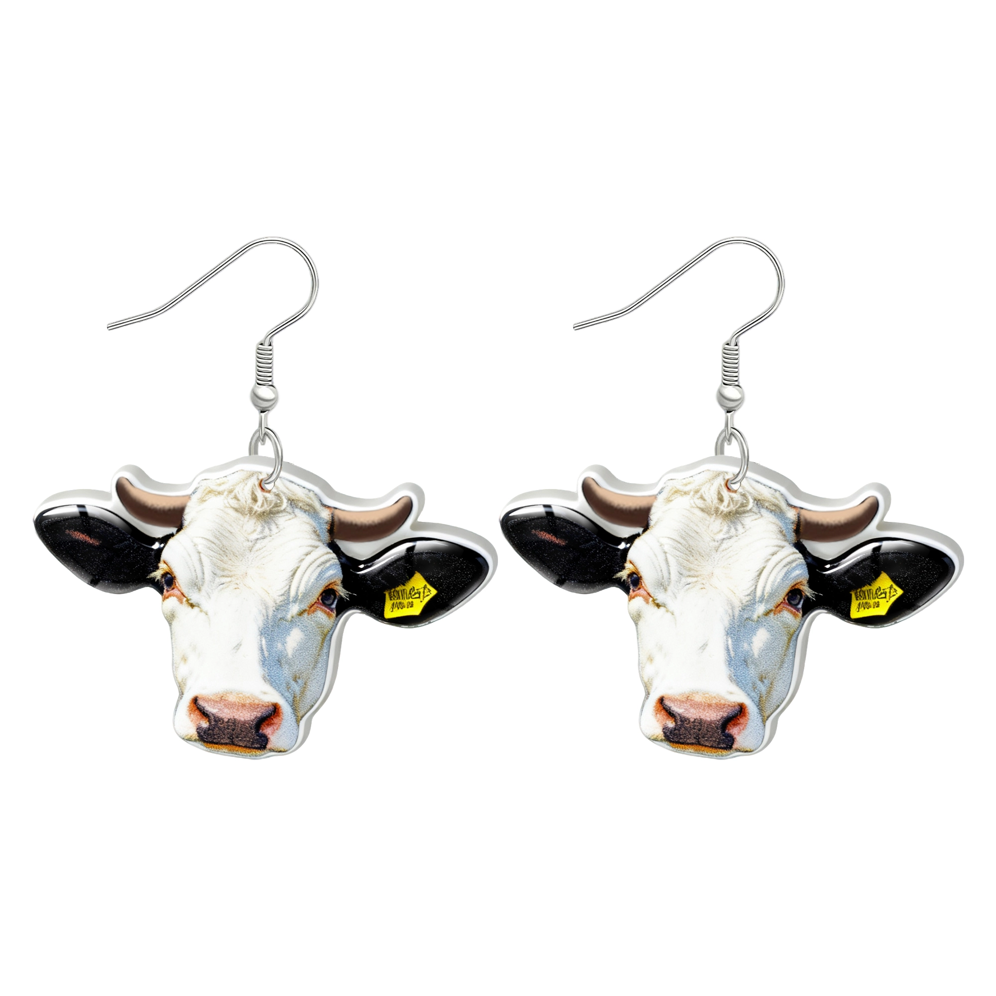Custom Cow Pet Face Photo Earrings