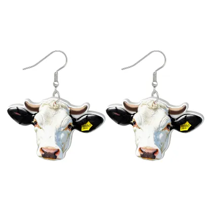 Custom Cow Pet Face Photo Earrings