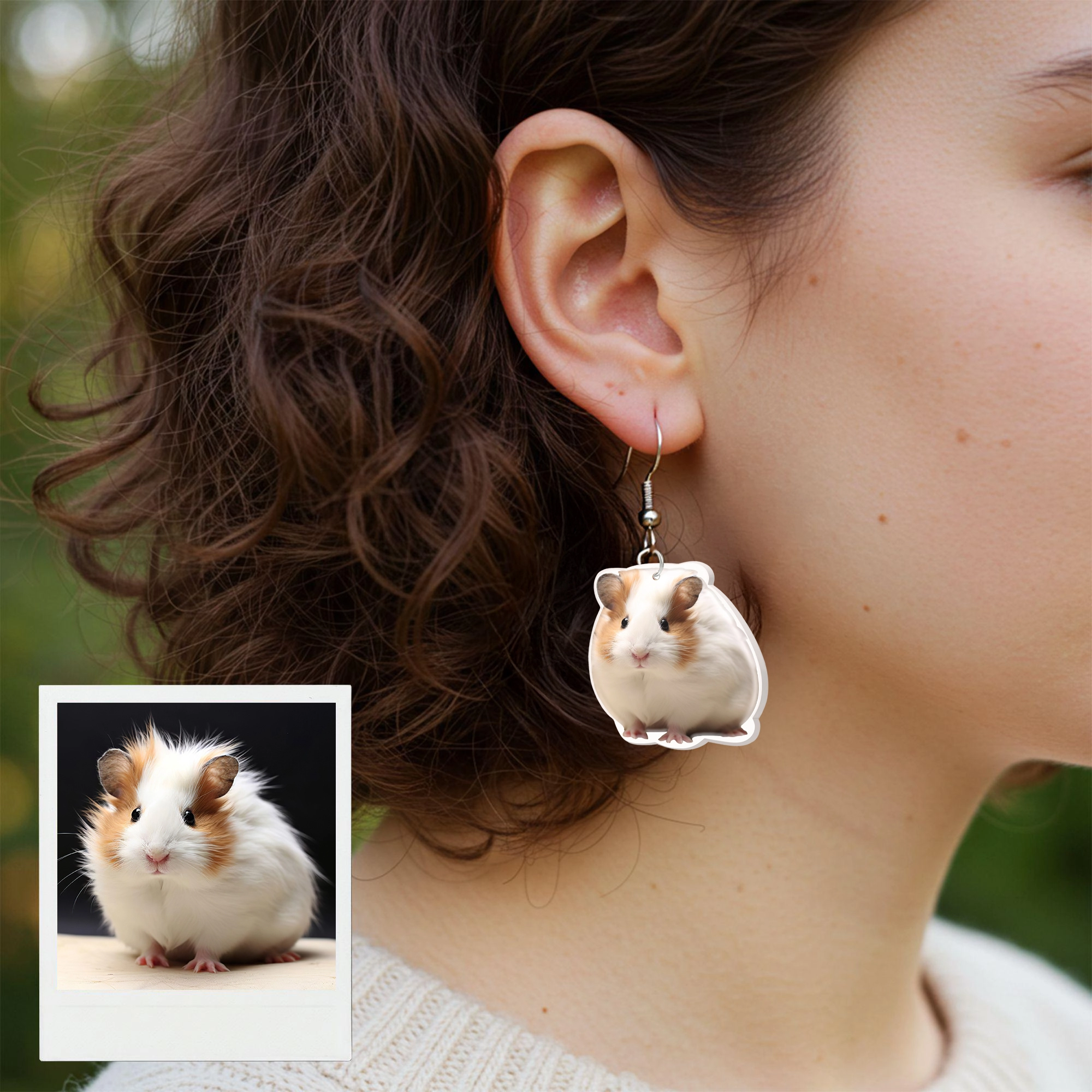 Custom Hamster Pet Face Photo Earrings