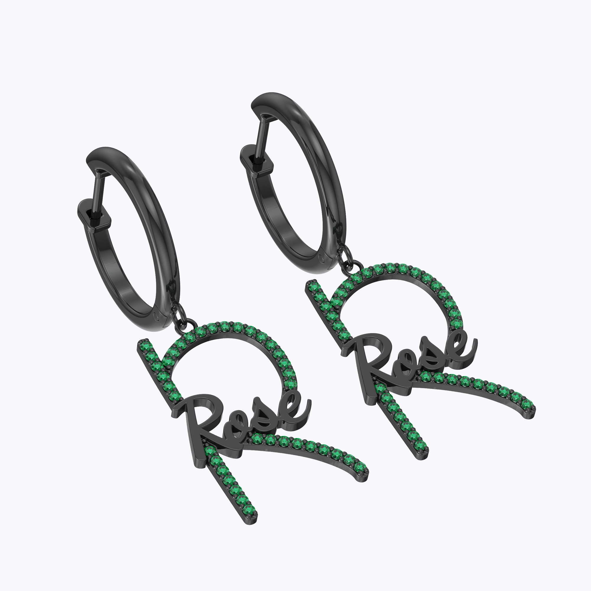 Custom Pavé Initials Name Hoop Earrings