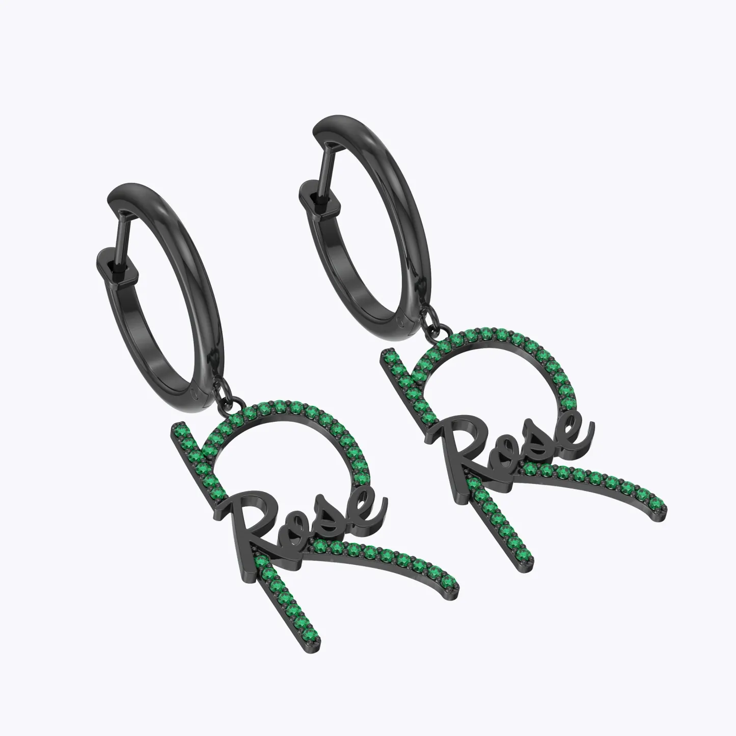 Custom Pavé Initials Name Hoop Earrings